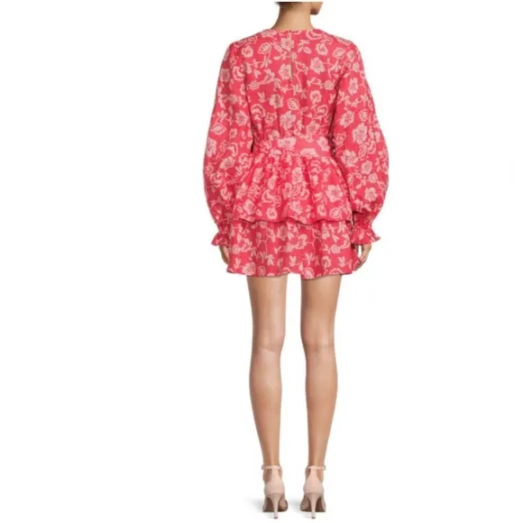 RAMY BROOK Jolie linen Floral Mini Tiered Dress Small