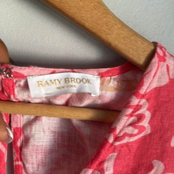 RAMY BROOK Jolie linen Floral Mini Tiered Dress Small