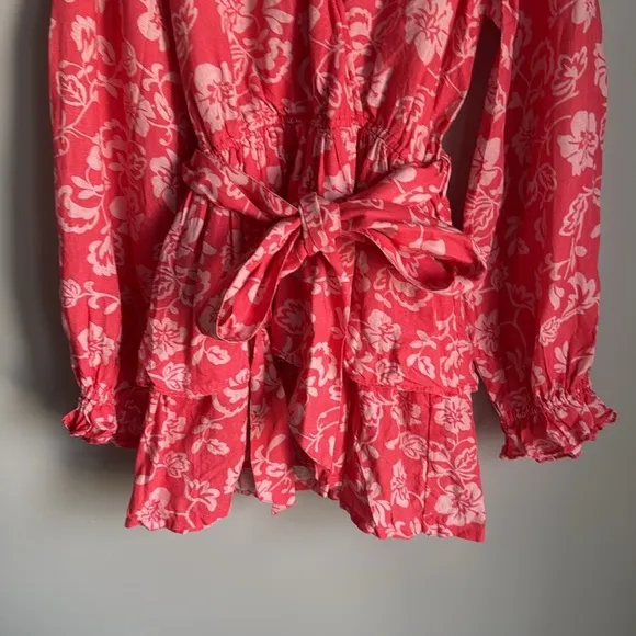 RAMY BROOK Jolie linen Floral Mini Tiered Dress Small