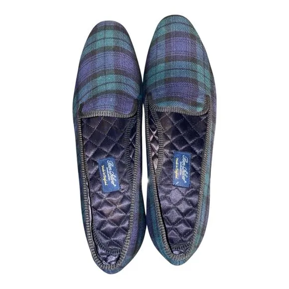 RARE Ben Silver Charleston Green Plaid Men’s Loafers Made In England SZ 12