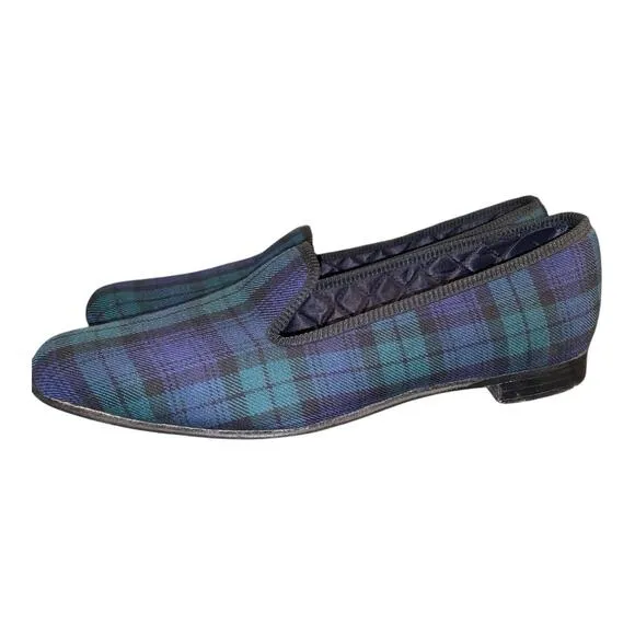 RARE Ben Silver Charleston Green Plaid Men’s Loafers Made In England SZ 12