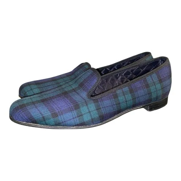 RARE Ben Silver Charleston Green Plaid Men’s Loafers Made In England SZ 12
