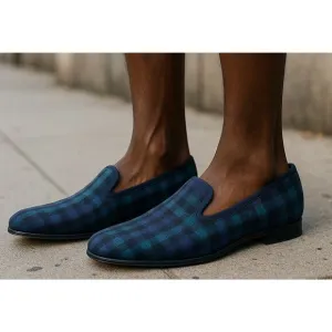 RARE Ben Silver Charleston Green Plaid Men’s Loafers Made In England SZ 12