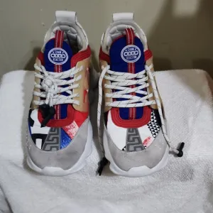 Red and Blue Chunky Sneakers with Retro Design Size 42 Italy Usa 9