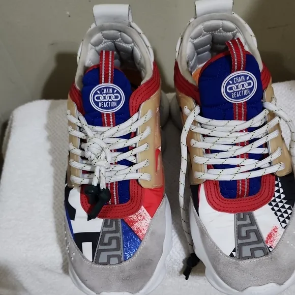 Red and Blue Chunky Sneakers with Retro Design Size 42 Italy Usa 9