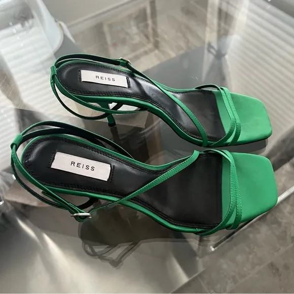 Reiss Green Strappy Sandals Heels, NWT, Size EU39 US8