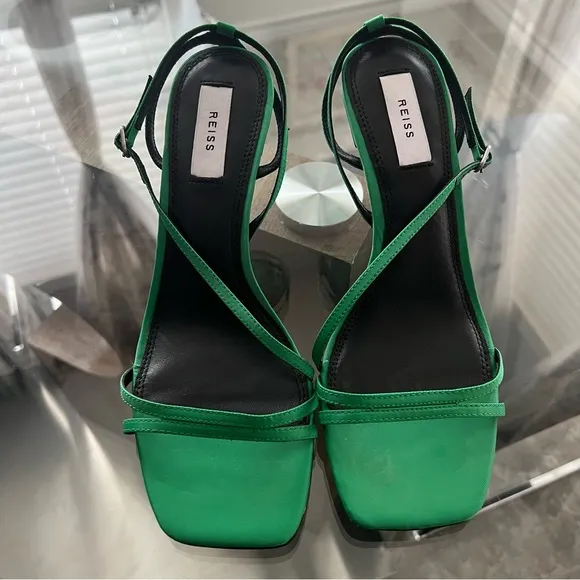 Reiss Green Strappy Sandals Heels, NWT, Size EU39 US8
