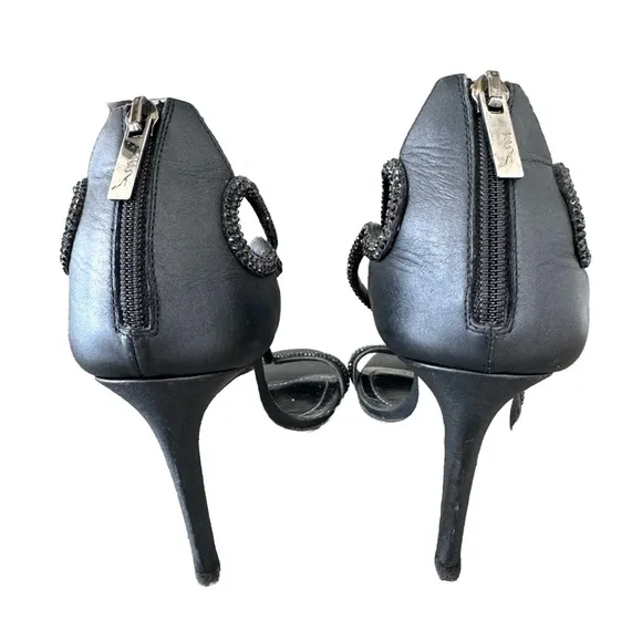 Rene Caovilla Caterina Black Crystal/leather Strappy Sandals Pumps Size 39 $1220