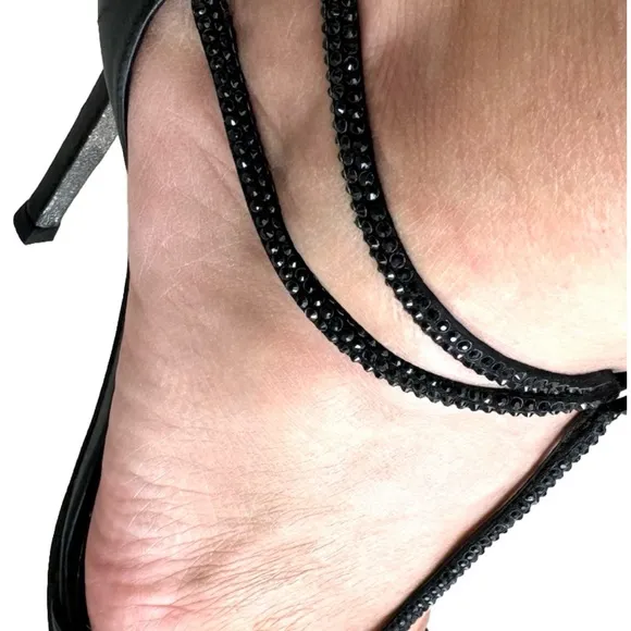 Rene Caovilla Caterina Black Crystal/leather Strappy Sandals Pumps Size 39 $1220