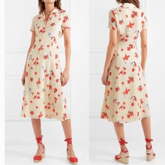 Retormation Floral midi button Shirtdress NWT
