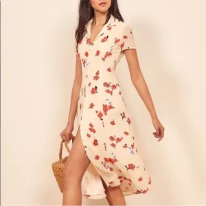 Retormation Floral midi button Shirtdress NWT