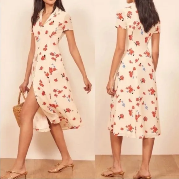 Retormation Floral midi button Shirtdress NWT