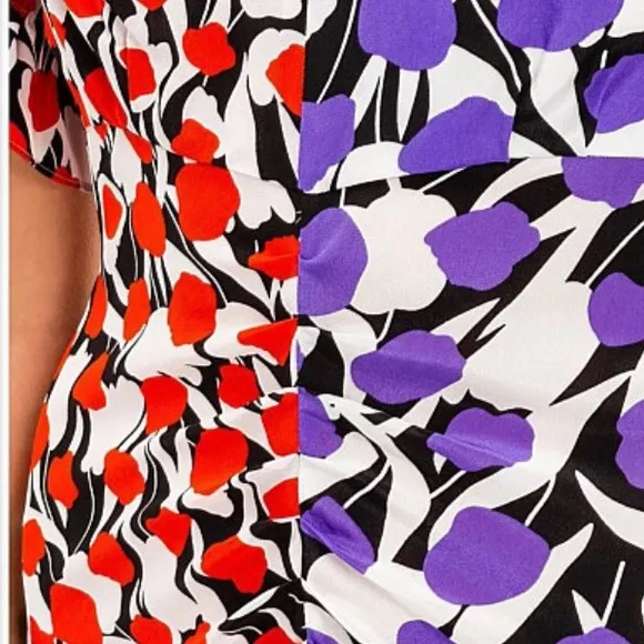 RIXO LONDONARIEL TULIP CONTRAST COLOUR DRESS M