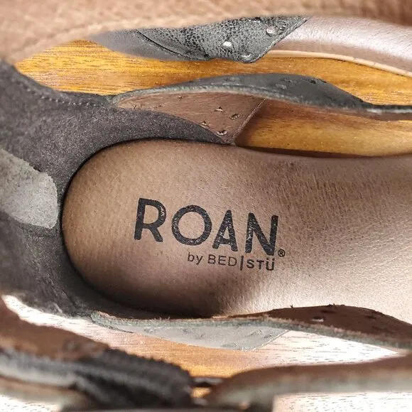 Roan by Bed Stu Sandals Womens 6 Gray Leather Kit Cutout Back Zip Gladiator Flat