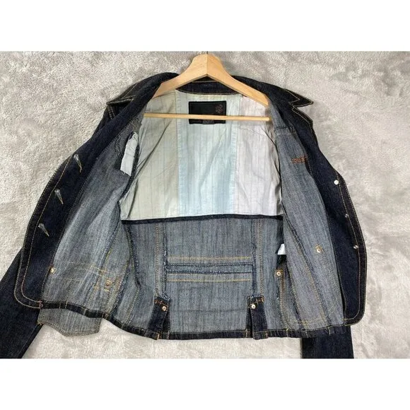 Rocawear Y2K Denim Blazer Contrast Stitching Jean Jacket