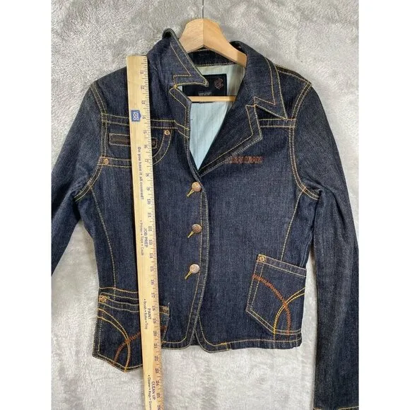 Rocawear Y2K Denim Blazer Contrast Stitching Jean Jacket