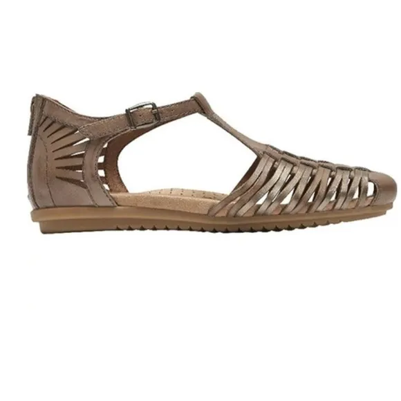 Rockport cobb hill inglewood hurache khaki leather sandals ,SZ 7.5M.