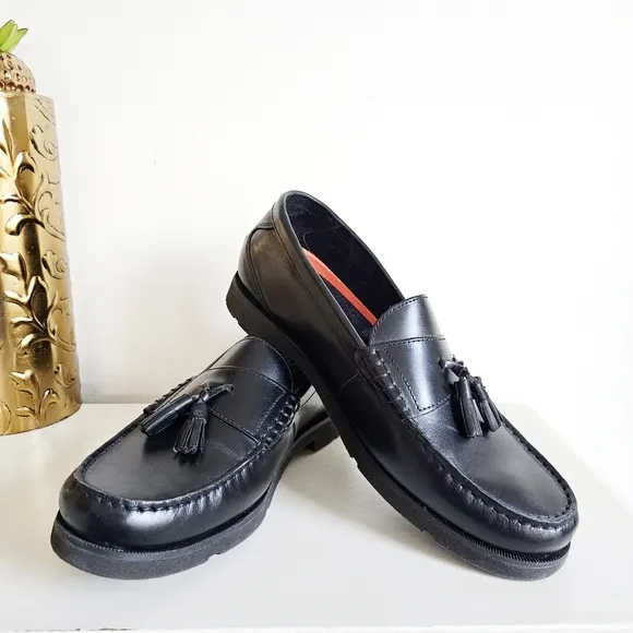 Rockport Genuine Black Leather Dress Shock Absorbing Lightweight Loafers Sz 11