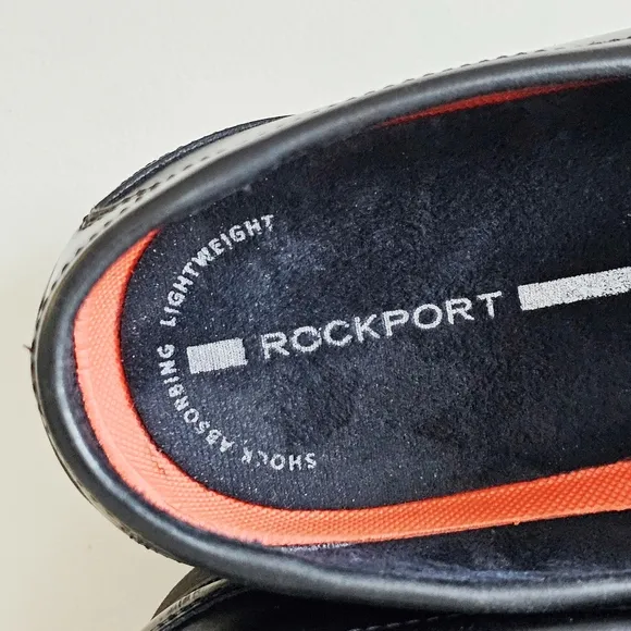Rockport Genuine Black Leather Dress Shock Absorbing Lightweight Loafers Sz 11