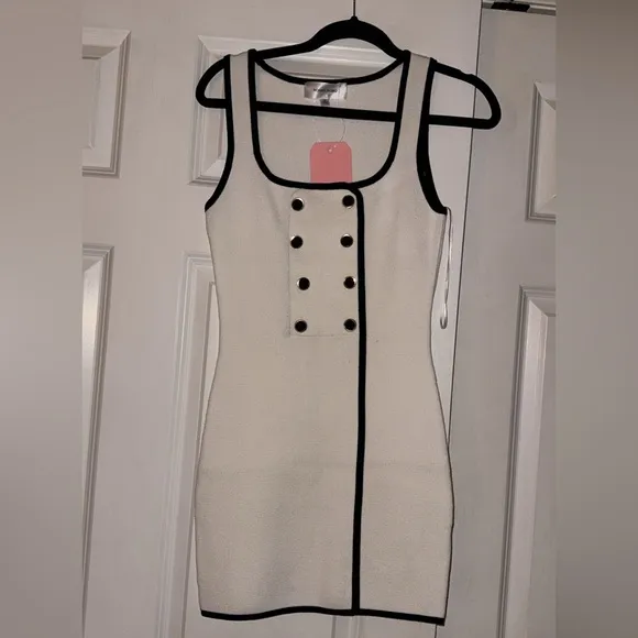 RONNY KOBO KEISHA KNIT DRESS IN WHITE/BLACK  NWT
