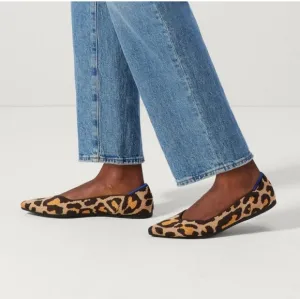 Rothy's Big Cat The Point Womens Animal Print Blue Halo Flats Excellent Size 8