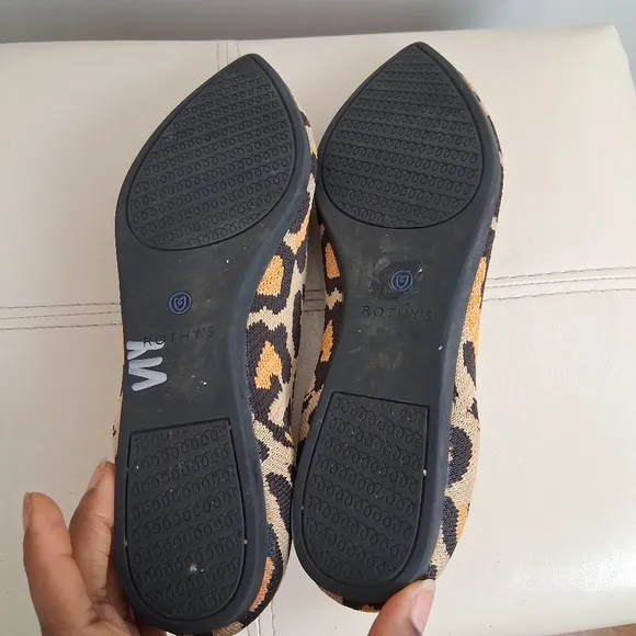 Rothy's Big Cat The Point Womens Animal Print Blue Halo Flats Excellent Size 8