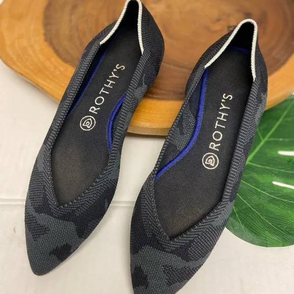 Rothy’s Camo Grey Pointed Toe Washable Ballet Flats