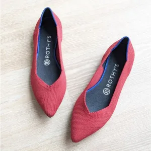 Rothy's Chili Red The Point II Knit Pointed Toe Flats, size 8