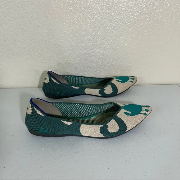 Rothy's Green Moroccan Ikat Pointed Toe Flats Women's Sz US 7 EU 37.5 UK 4.5