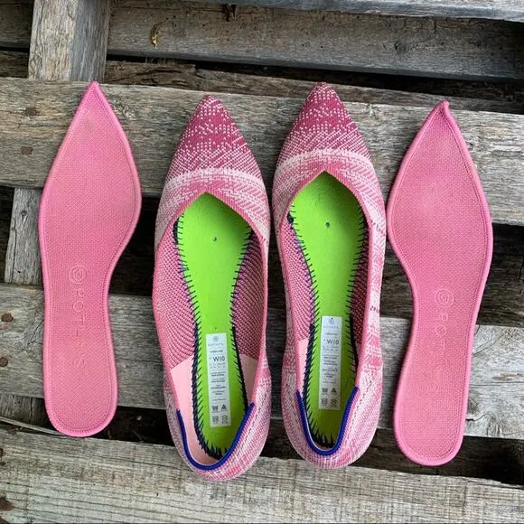 Rothy’s Pink Plaid The Point Flats Limited Edition Size 10
