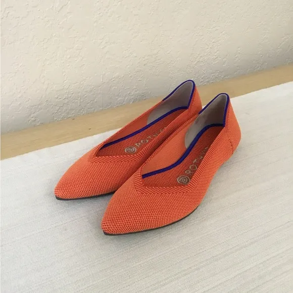 Rothy’s pointed flat orange flats size 6.5