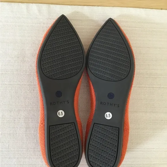 Rothy’s pointed flat orange flats size 6.5