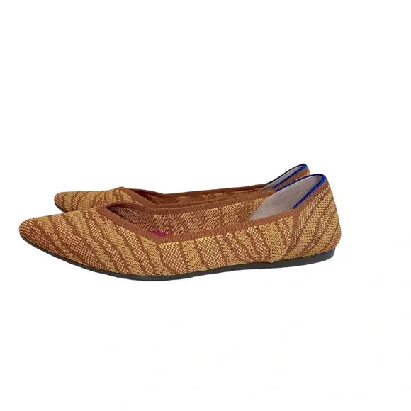Rothy’s Pointed Toe Flats Gold Zebra 9.5 Unique Rare Versatile Artsy Comfort