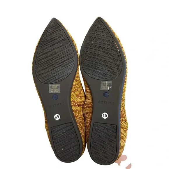 Rothy’s Pointed Toe Flats Gold Zebra 9.5 Unique Rare Versatile Artsy Comfort