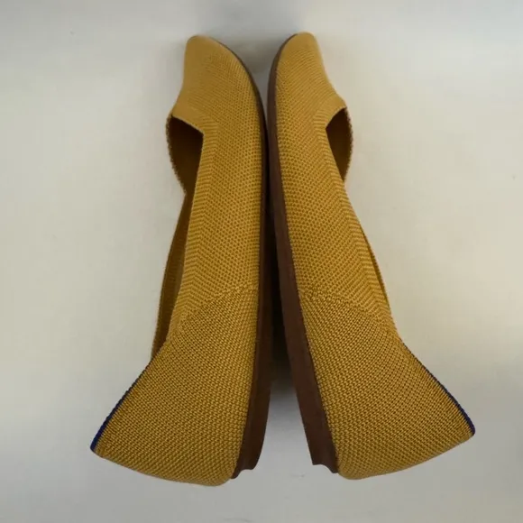 Rothy’s Pointed Toe Minimalist Ballet Flats, Marigold Sunshine Yellow, Size 7.5