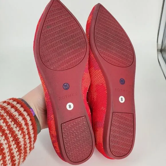 Rothy's Red BotaniCamo The Pointed Toe Flats 8