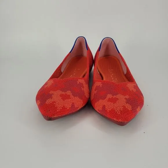 Rothy's Red BotaniCamo The Pointed Toe Flats 8