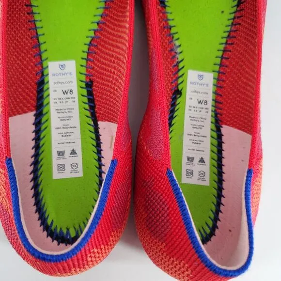 Rothy's Red BotaniCamo The Pointed Toe Flats 8