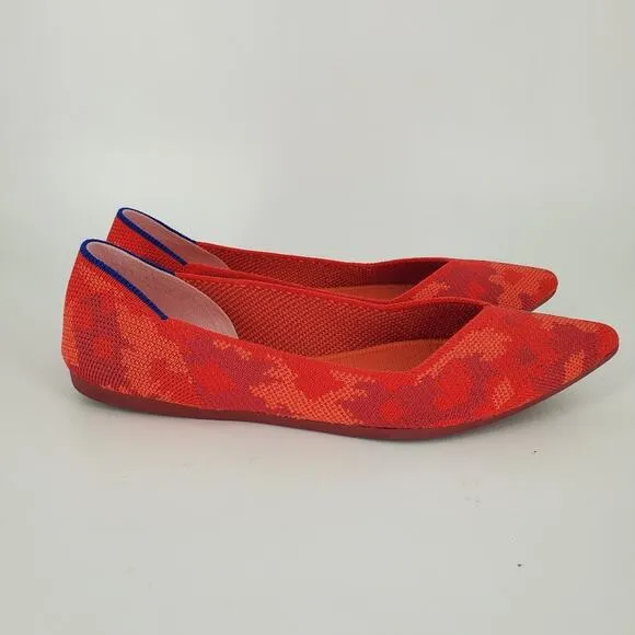 Rothy's Red BotaniCamo The Pointed Toe Flats 8