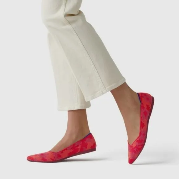 Rothy's Red BotaniCamo The Pointed Toe Flats 8