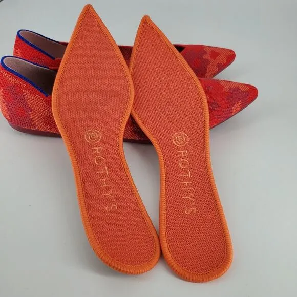 Rothy's Red BotaniCamo The Pointed Toe Flats 8