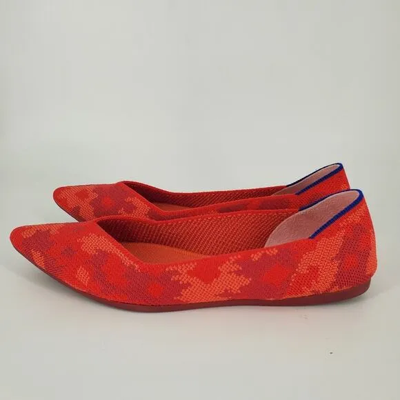 Rothy's Red BotaniCamo The Pointed Toe Flats 8