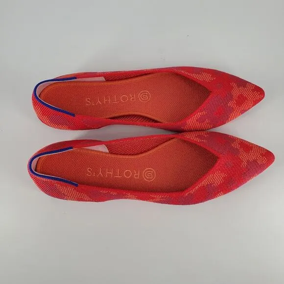 Rothy's Red BotaniCamo The Pointed Toe Flats 8