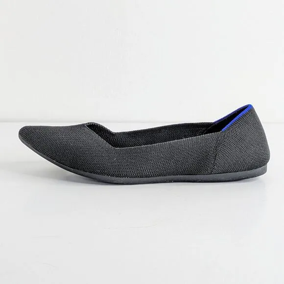 Rothy's Shoes The Point Women's 7.5 Black Ballet Flats Pointy Toe Solid Slip On
