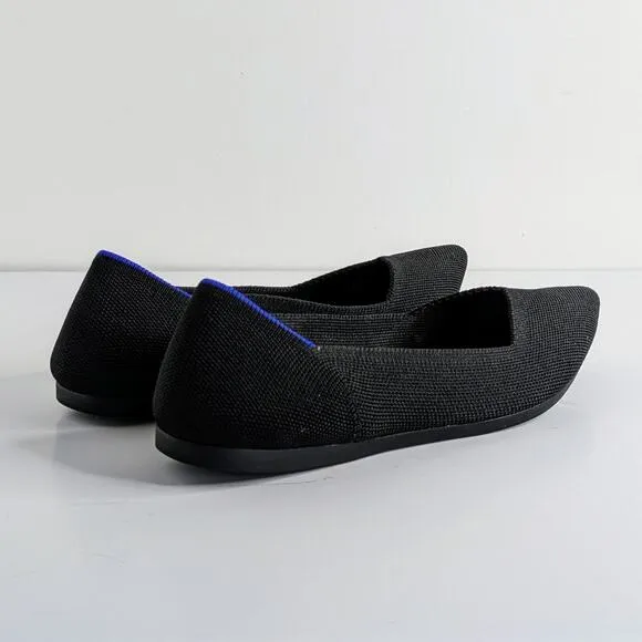 Rothy's Shoes The Point Women's 7.5 Black Ballet Flats Pointy Toe Solid Slip On
