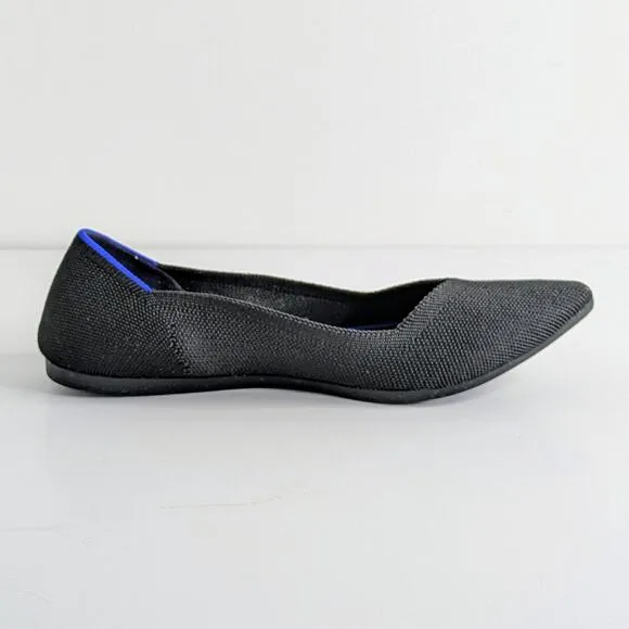 Rothy's Shoes The Point Women's 7.5 Black Ballet Flats Pointy Toe Solid Slip On