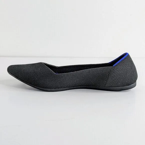 Rothy's Shoes The Point Women's 7.5 Black Ballet Flats Pointy Toe Solid Slip On