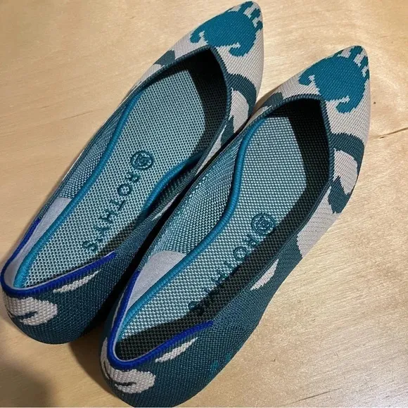 Rothy’s Size 9.5 Womens The Point Green Moroccan Flats Pointed Toe