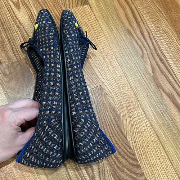 Rothy's The Bow Point Evening Metallic Knit Fabric Ballet Flats Women’s 8.5