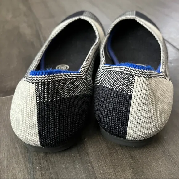 Rothy’s The Flat Captoe Plaid Ballet Flats in Black and White - Size 8.5